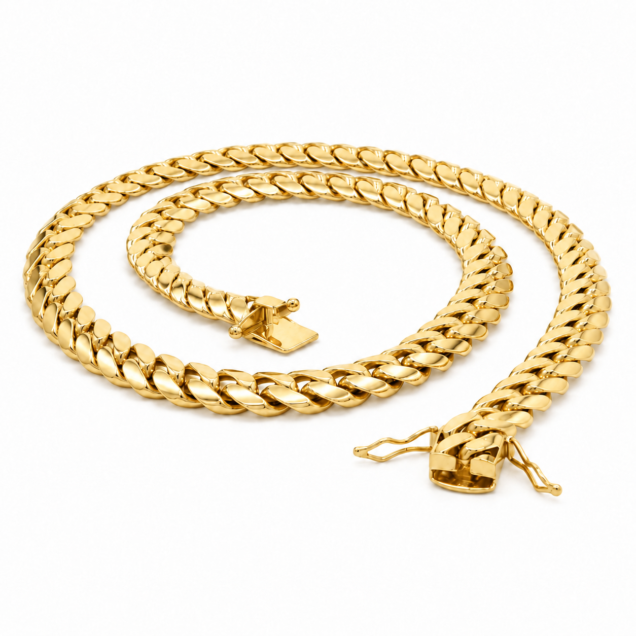 Mens Chain - Solid Miami Cuban Link 10K Gold