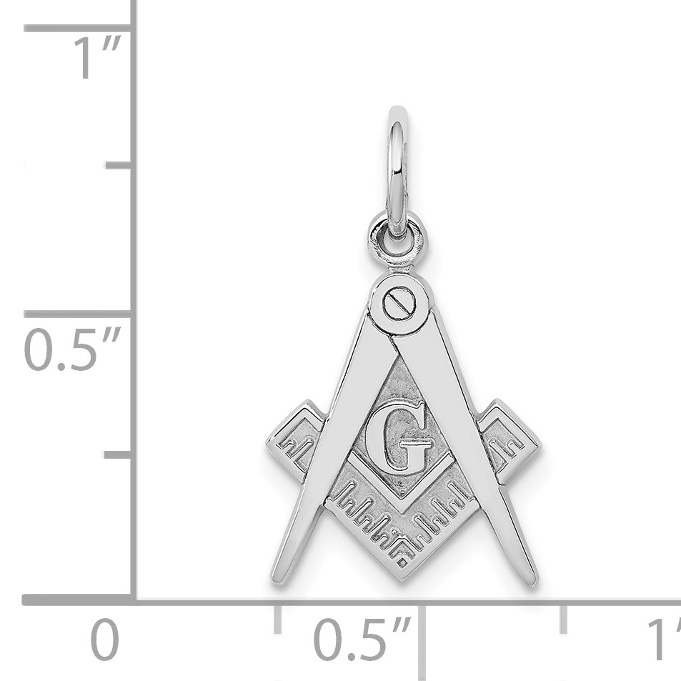 14K White Gold Masonic Square and Compass Charm Pendant D1250 - alternate view