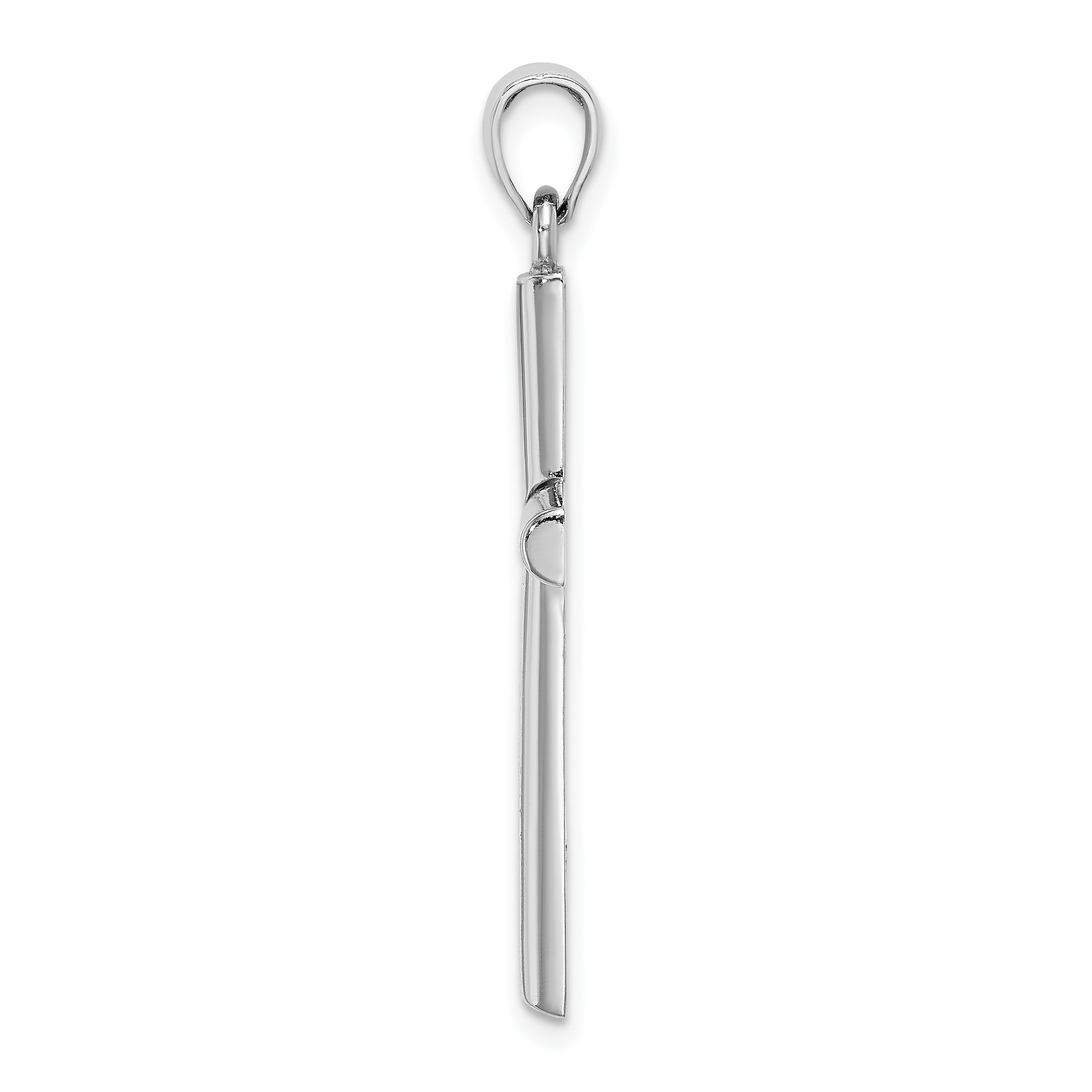 14K White Gold Cross Pendant - angle view