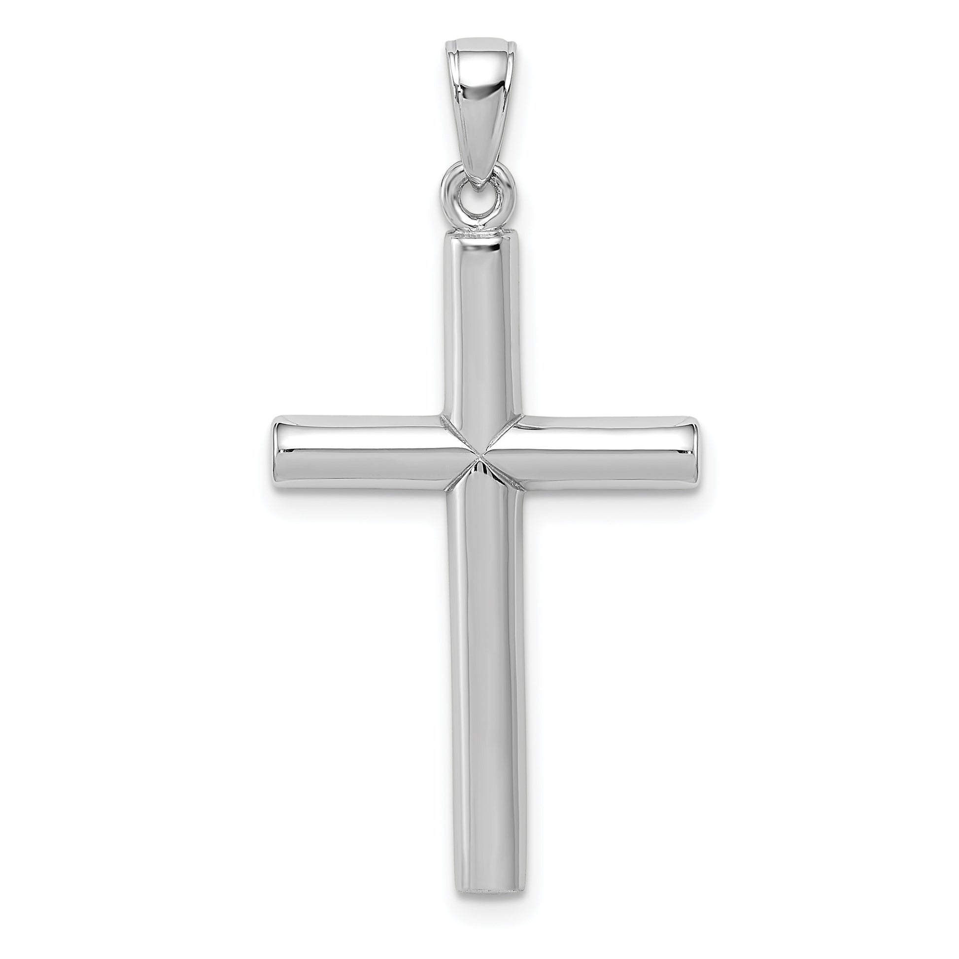 14K White Gold Polished Cross Pendant - main view