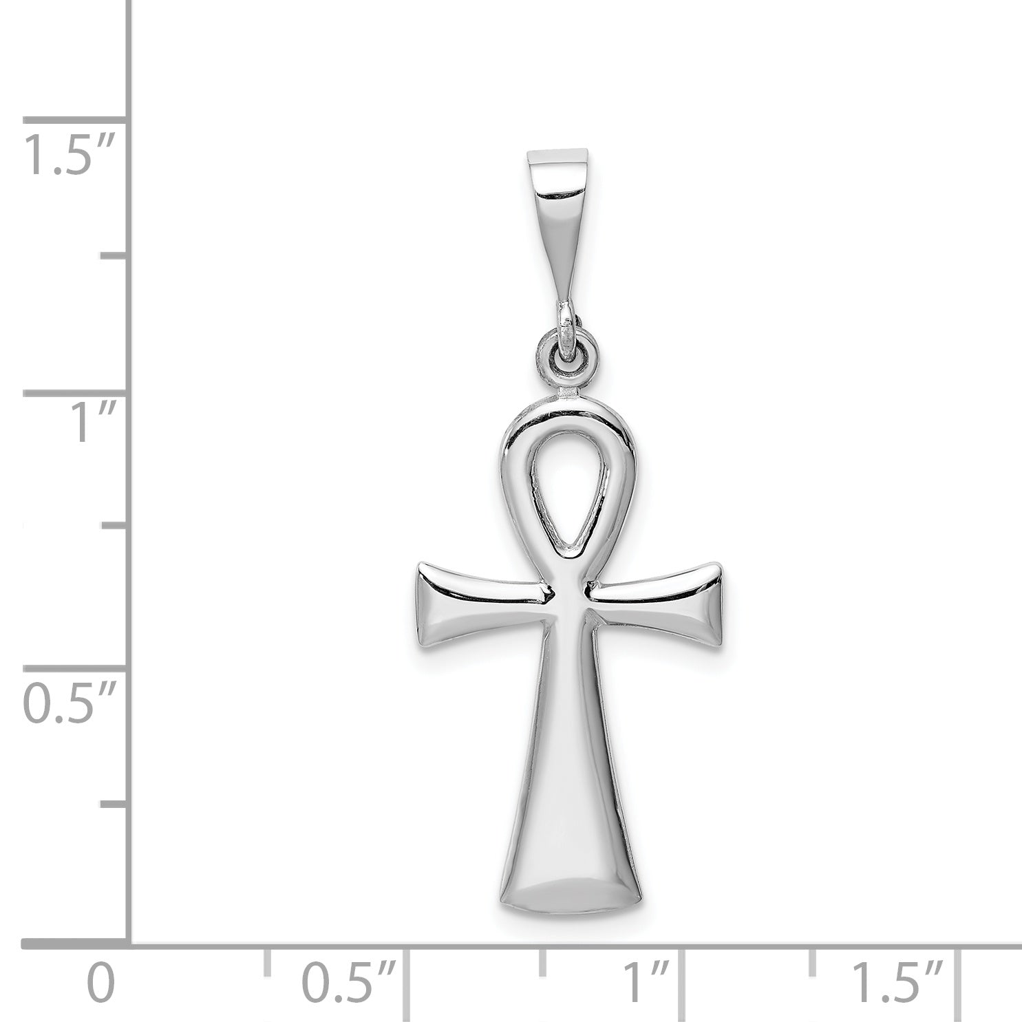 14K white gold flared ankh cross pendant dimensions - D1635