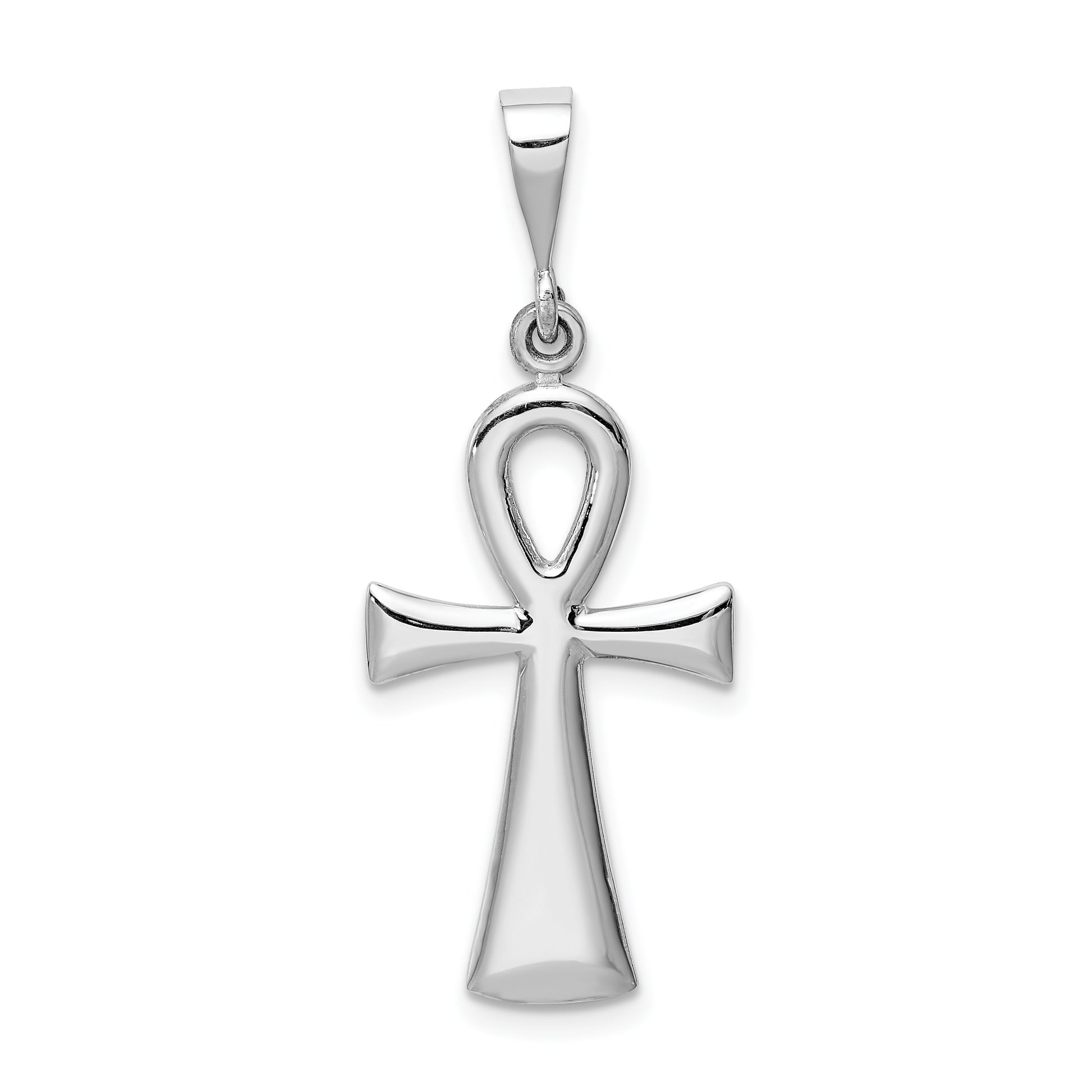 14K white gold flared ankh cross pendant - D1635