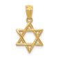 14K Gold Polished Star of David Pendant - front view