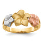 14K Tri-Color Gold Plumeria Flowers Cocktail Ring - front view