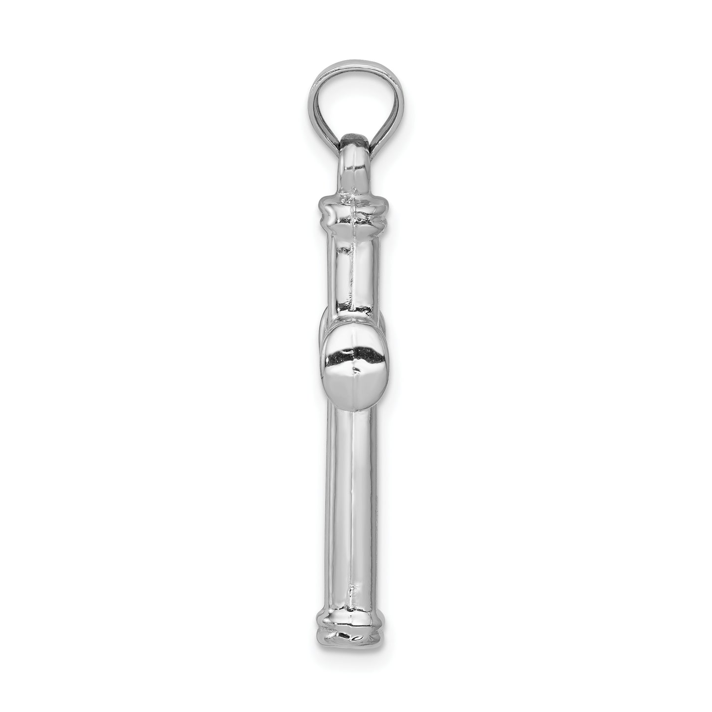 14K White Gold Hollow Cross Pendant - angle view