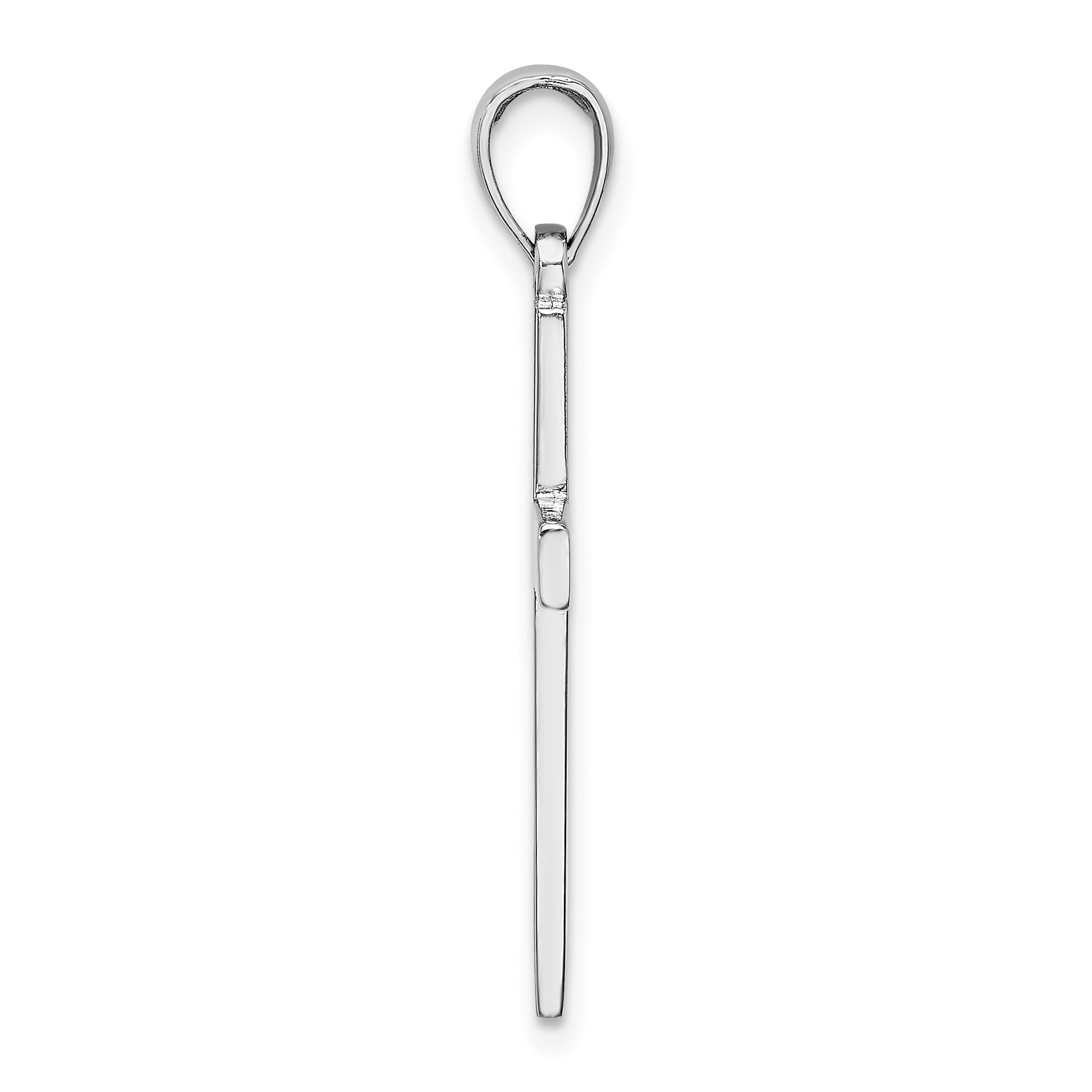 14K White Gold Cross Pendant - angle view
