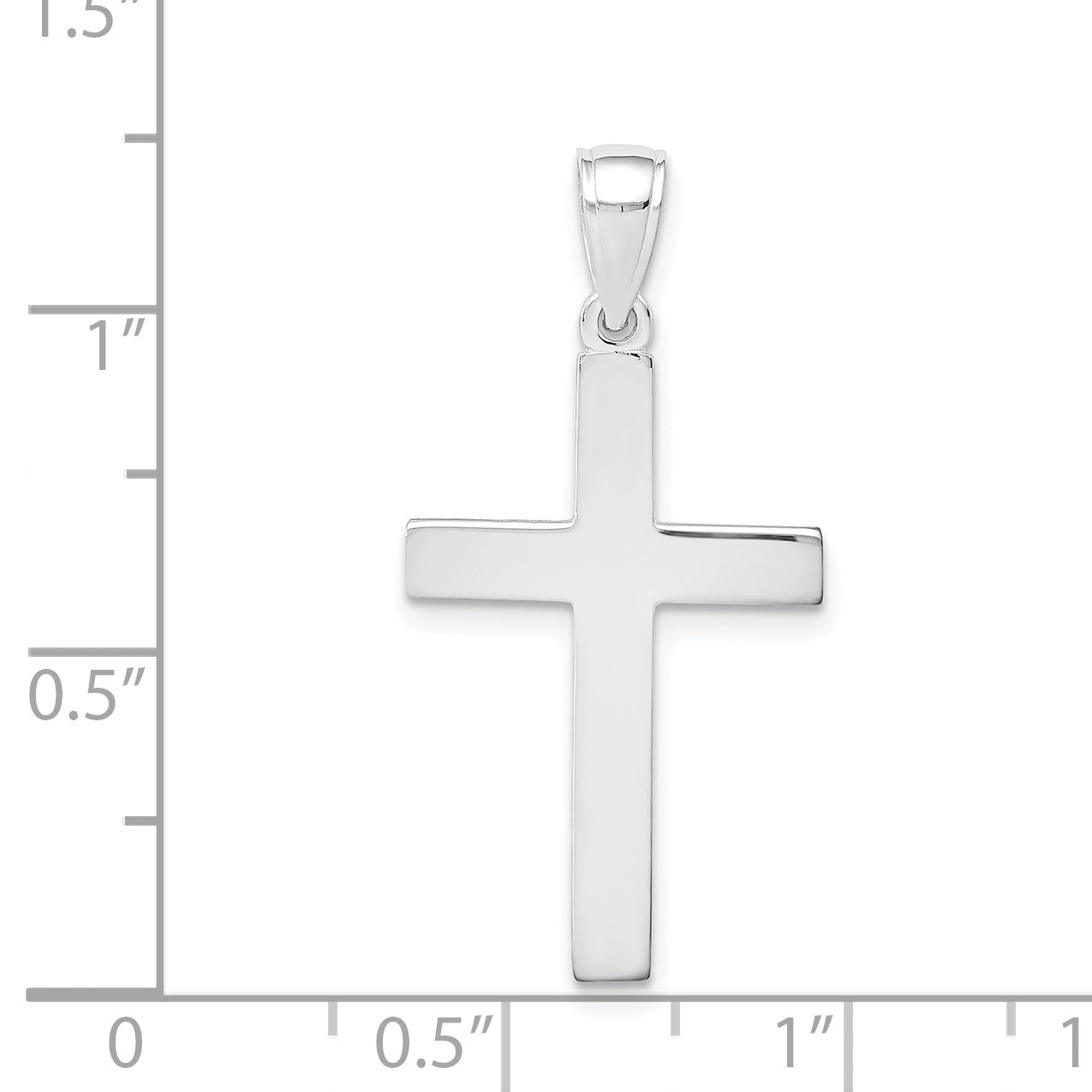 14K White Gold Cross Pendant - dimensions