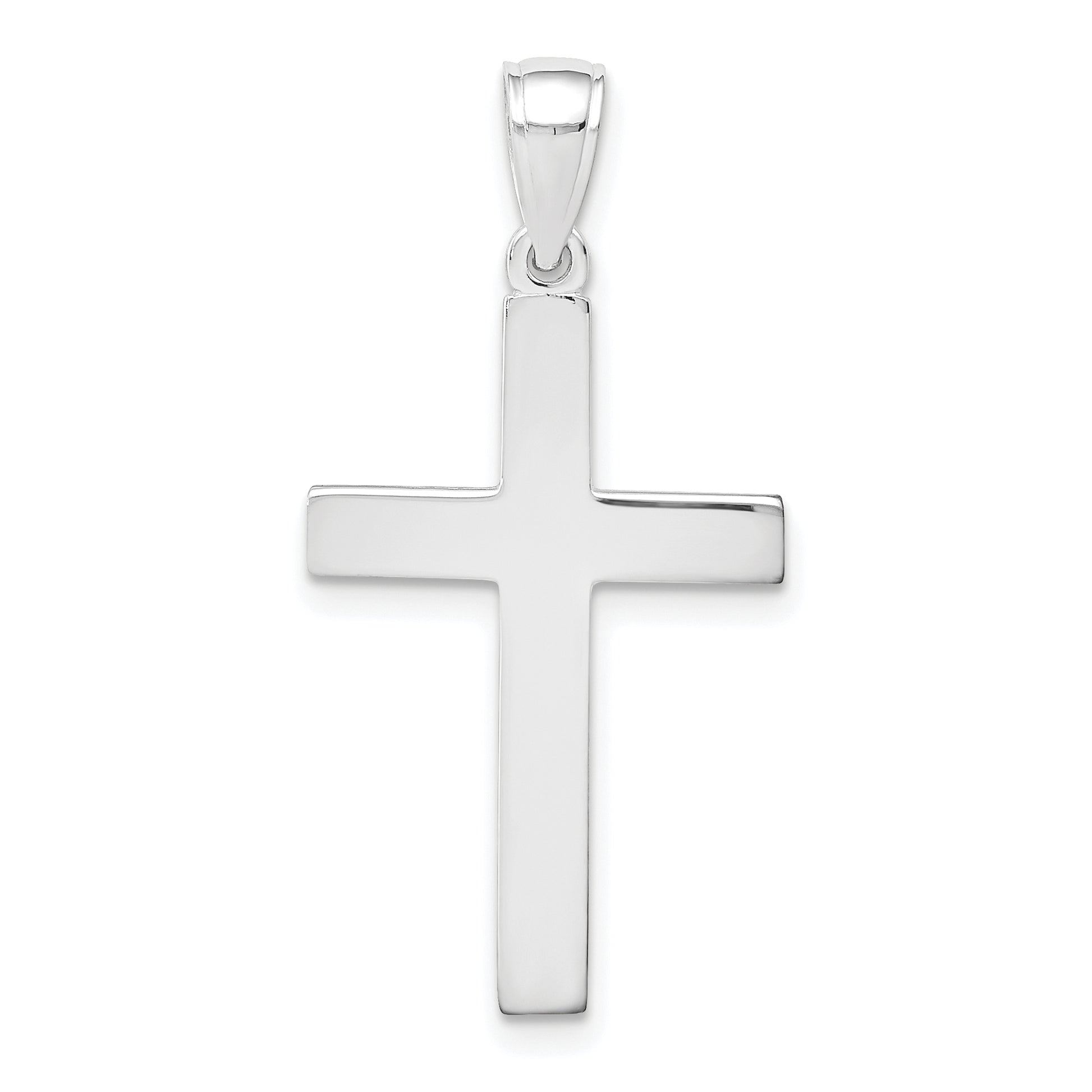 14K White Gold Cross Pendant - front view