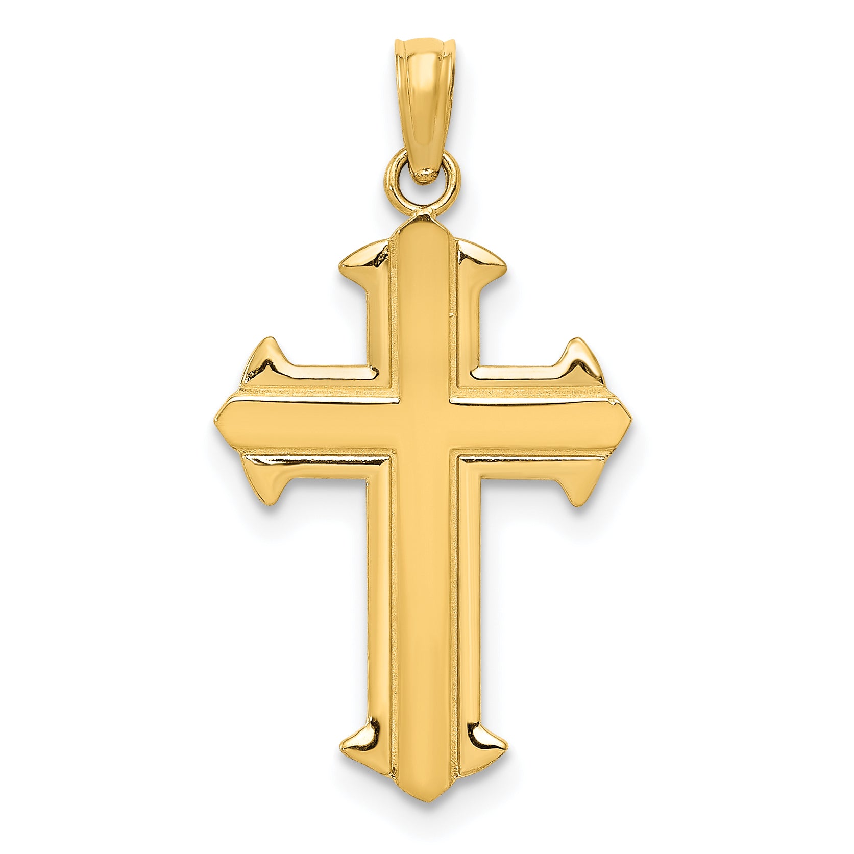 14K yellow gold polished Passion cross pendant - D3521