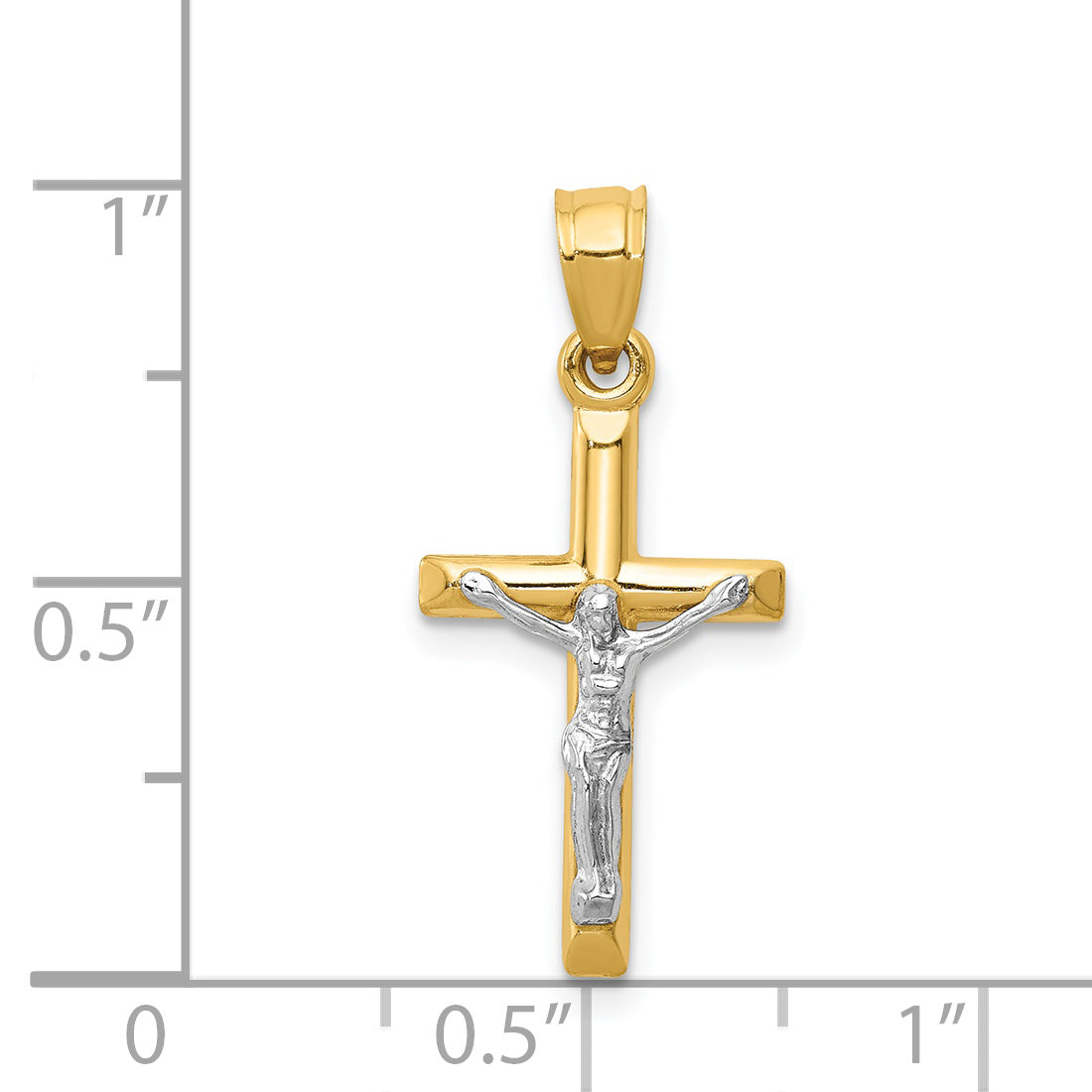 14K Two-Tone Gold Crucifix Pendant Size Chart – 26mm x 12mm