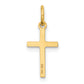 14K gold slim cross charm detail view - D5868