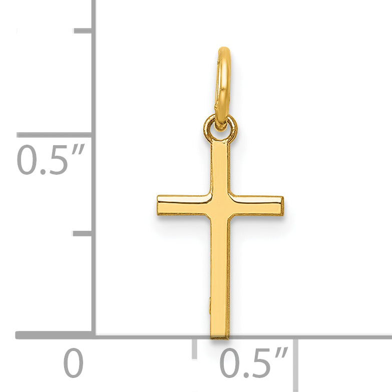 14K gold slim cross charm dimensions - D5868