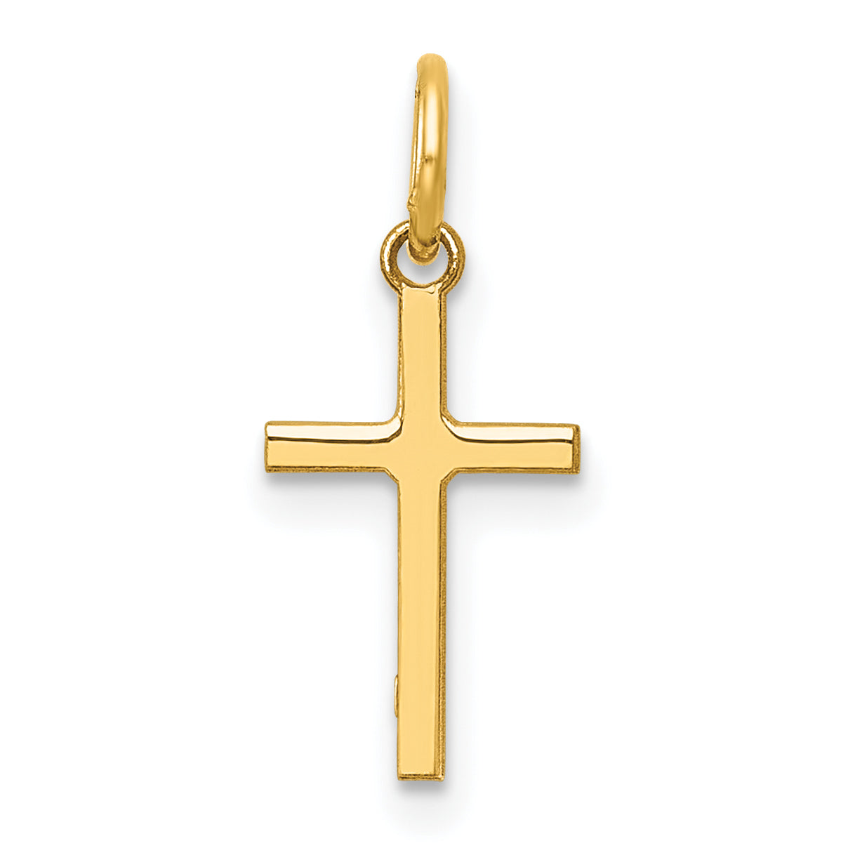 14K yellow gold polished slim cross charm - D5868