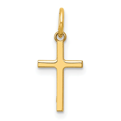 14K yellow gold polished slim cross charm - D5868