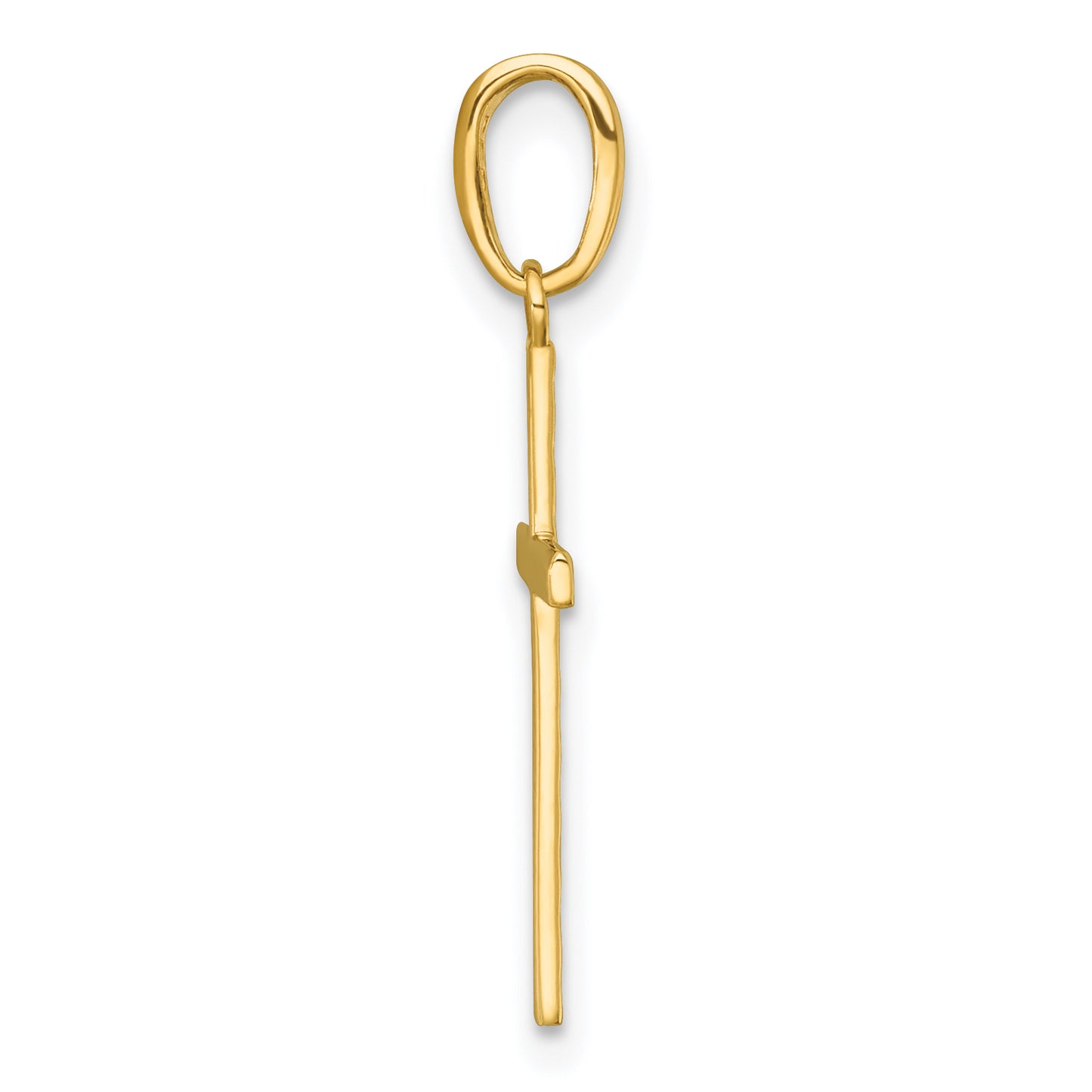 14K yellow gold polished textured cross pendant – alternate view