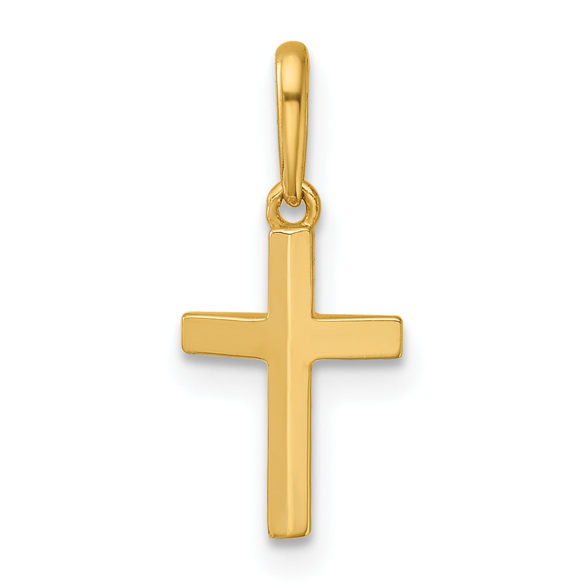 14K yellow gold knife-edge Latin cross pendant – main view