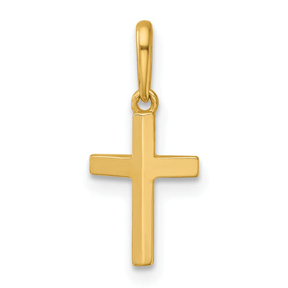 14K yellow gold knife-edge Latin cross pendant – main view