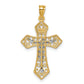 14K two-tone filigree Passion crucifix pendant detail view - K10097