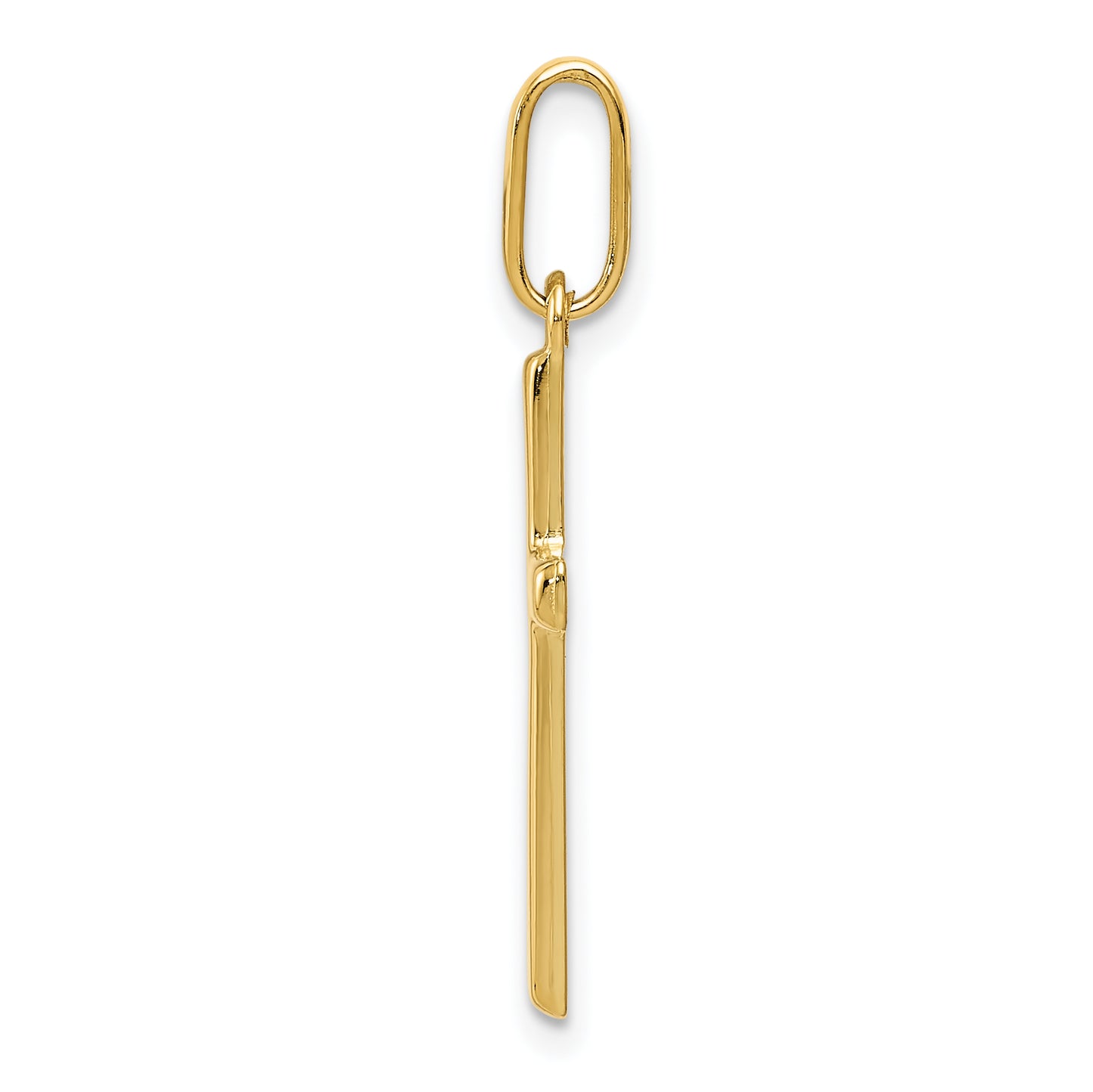14K Yellow Gold Latin Cross Pendant – Angled Side View