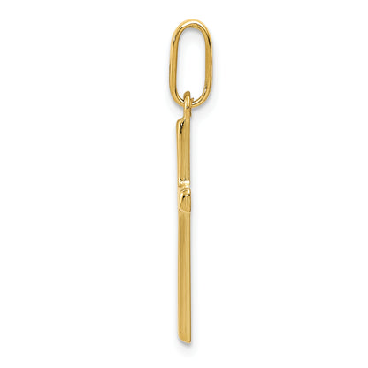 14K Yellow Gold Latin Cross Pendant – Angled Side View