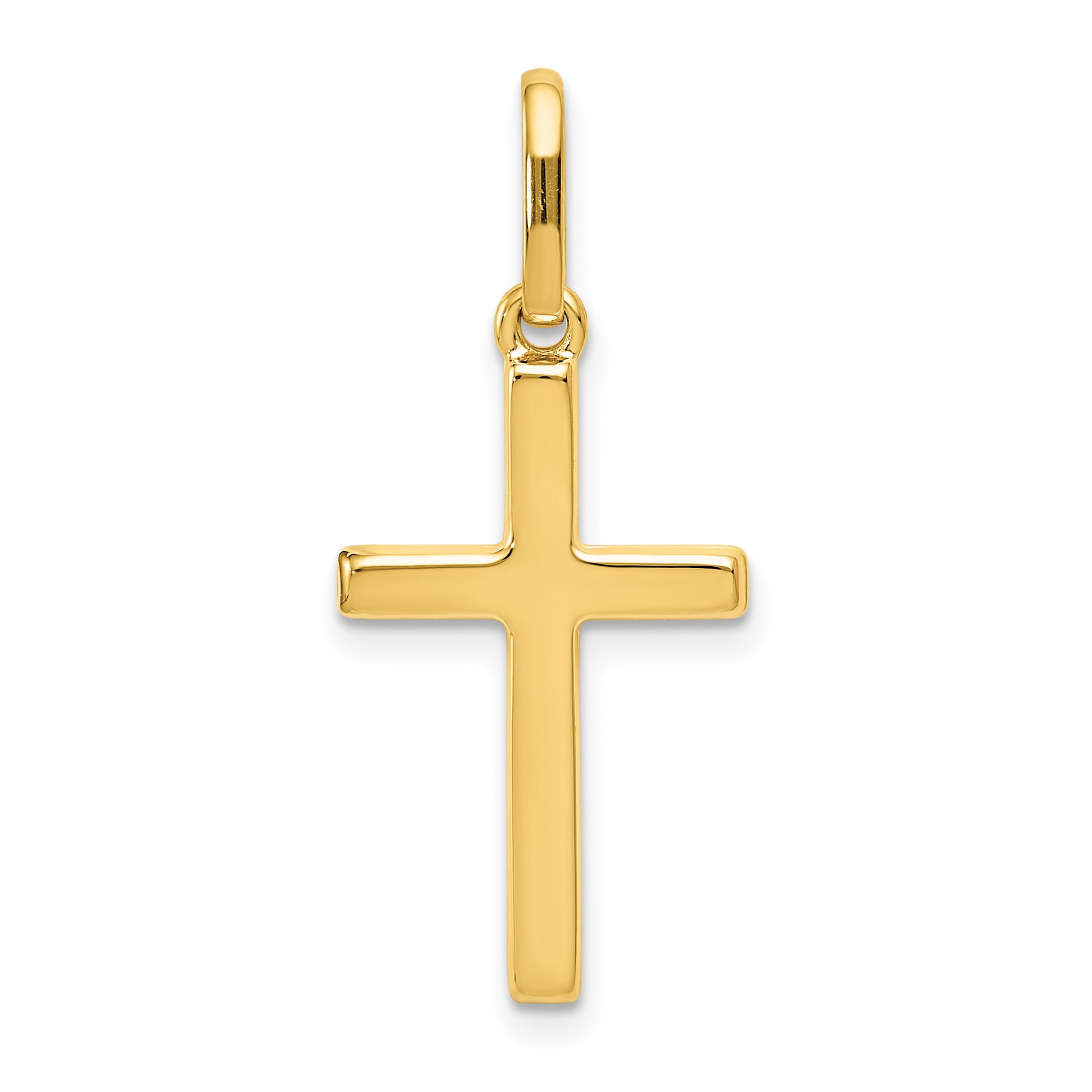 14K Yellow Gold Polished Latin Cross Pendant – Front View