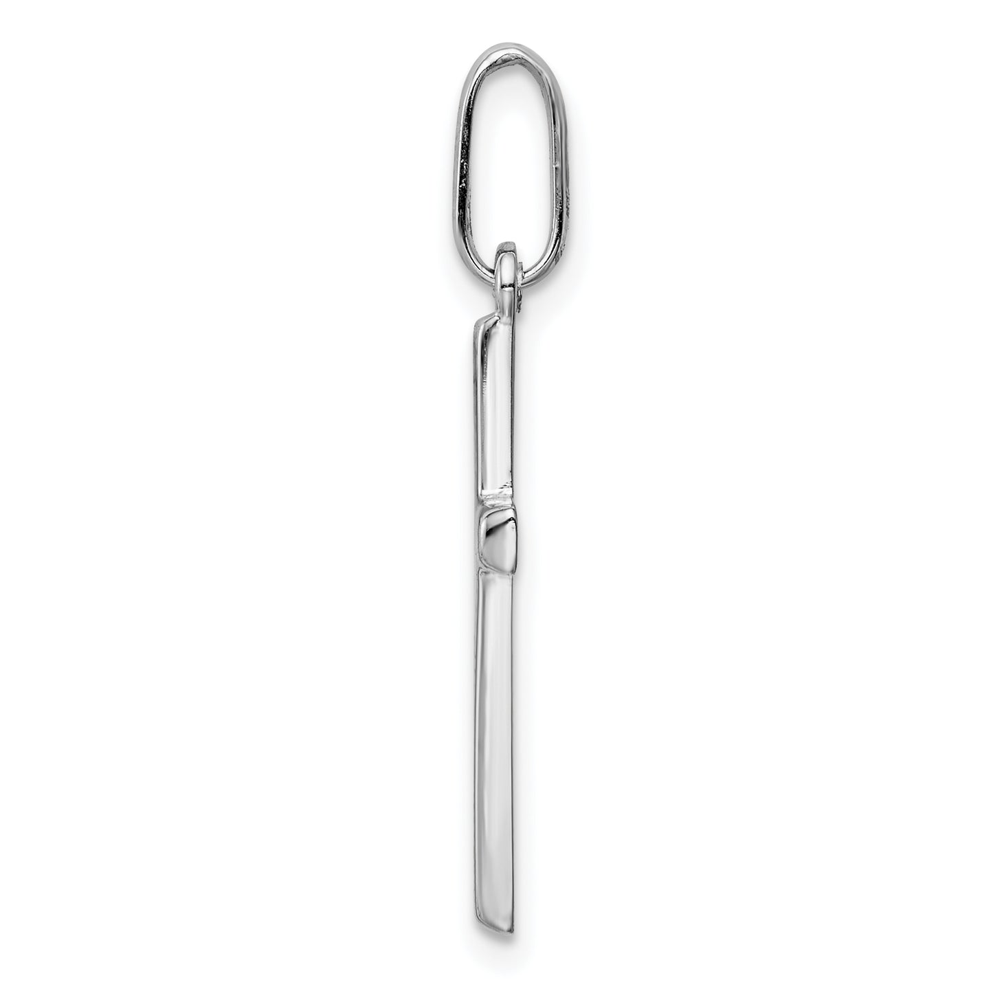 14K White Gold Latin Cross Pendant – Angled Side View
