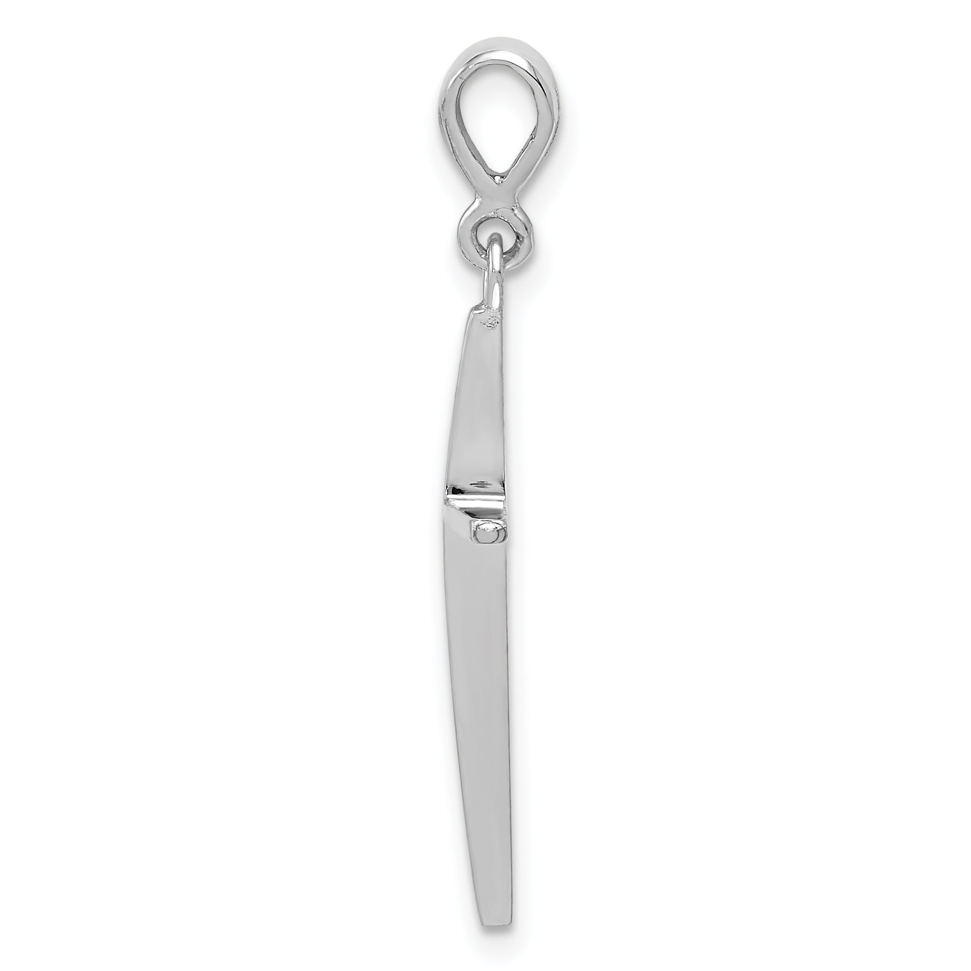 14K White Gold Polished Flat Cross Pendant - angle view