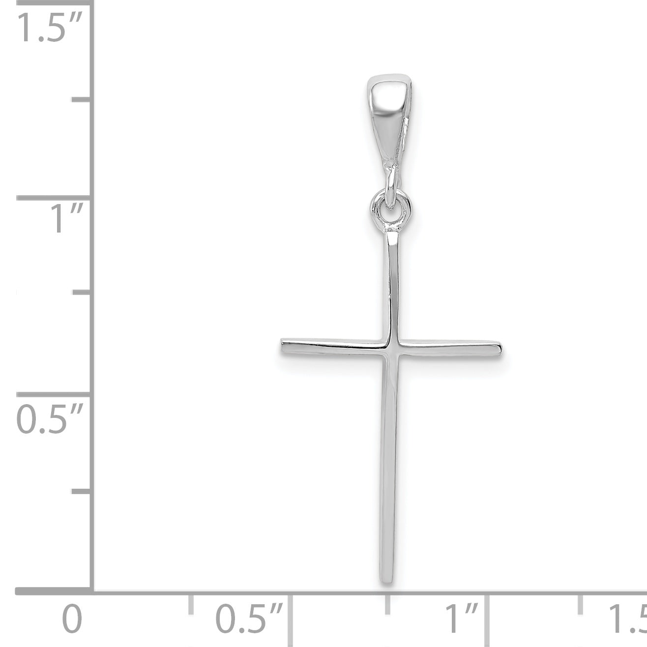 14K White Gold Polished Flat Cross Pendant - dimensions