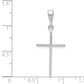 14K White Gold Polished Flat Cross Pendant - dimensions