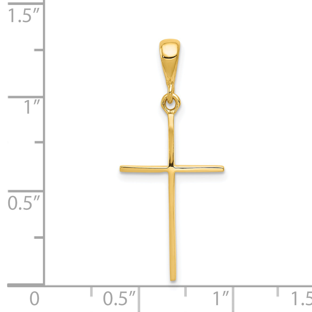 14K Yellow Gold Polished Flat Cross Pendant - dimensions