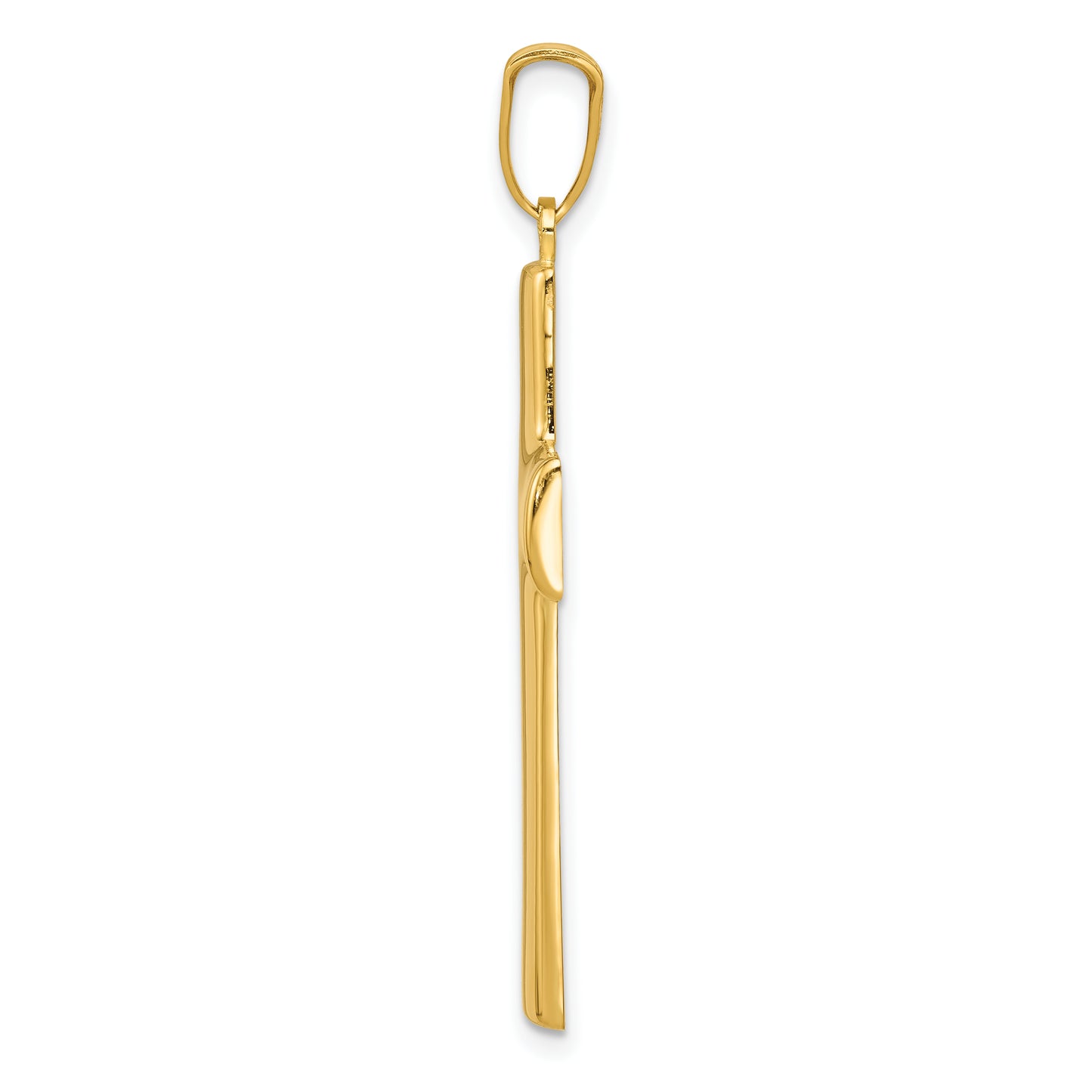 14K Yellow Gold Large Polished Latin Cross Pendant - angle view
