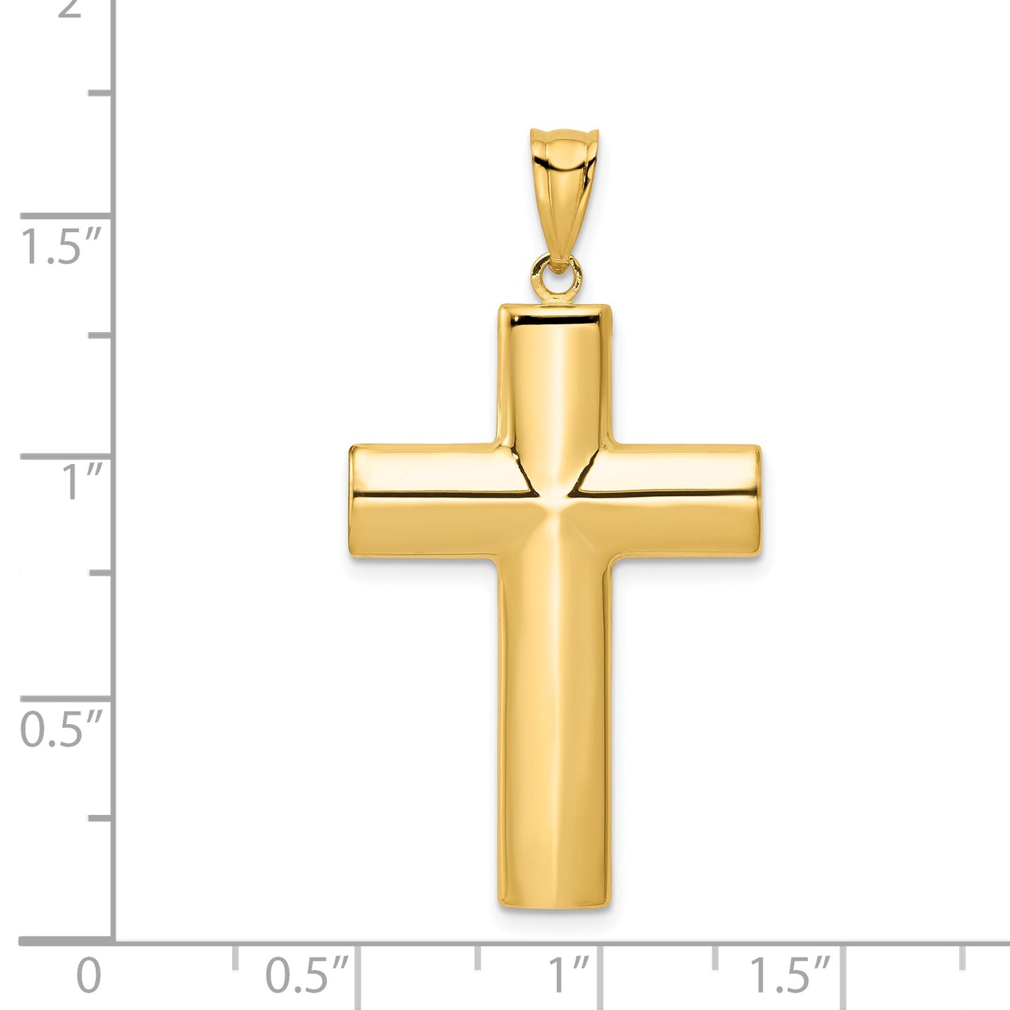 14K Yellow Gold Large Polished Latin Cross Pendant - dimensions