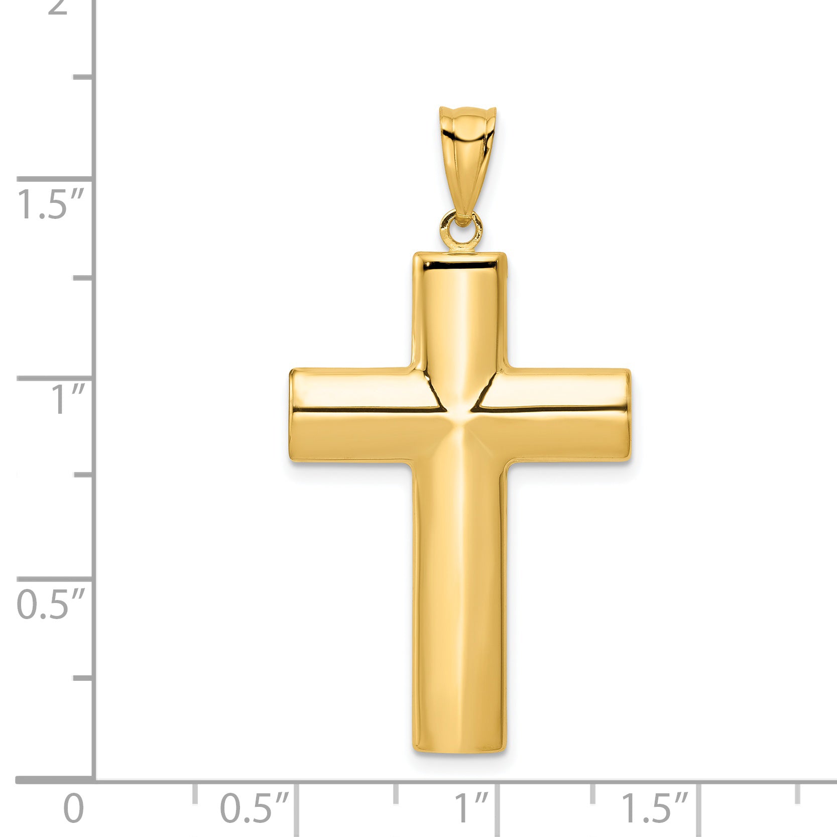 14K Yellow Gold Large Polished Latin Cross Pendant - dimensions
