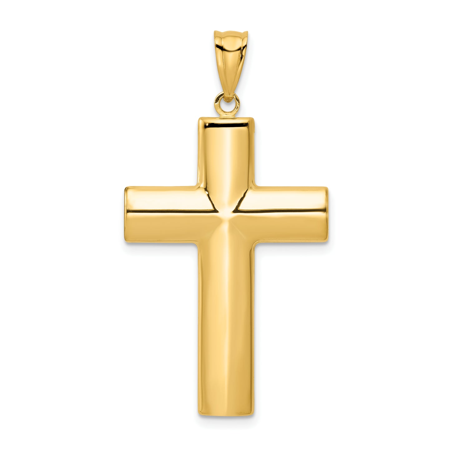 14K Yellow Gold Large Polished Latin Cross Pendant - front view