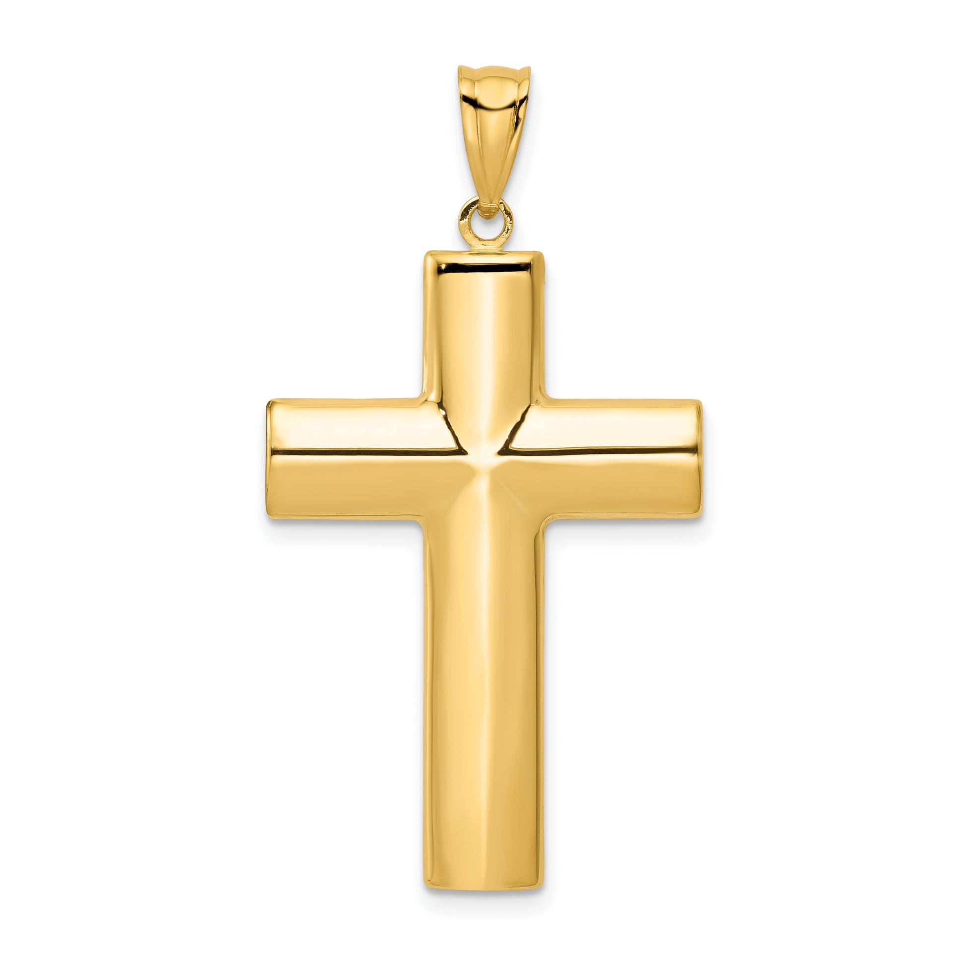 14K Yellow Gold Large Polished Latin Cross Pendant - front view