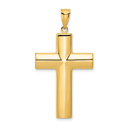 14K Yellow Gold Large Polished Latin Cross Pendant - front view