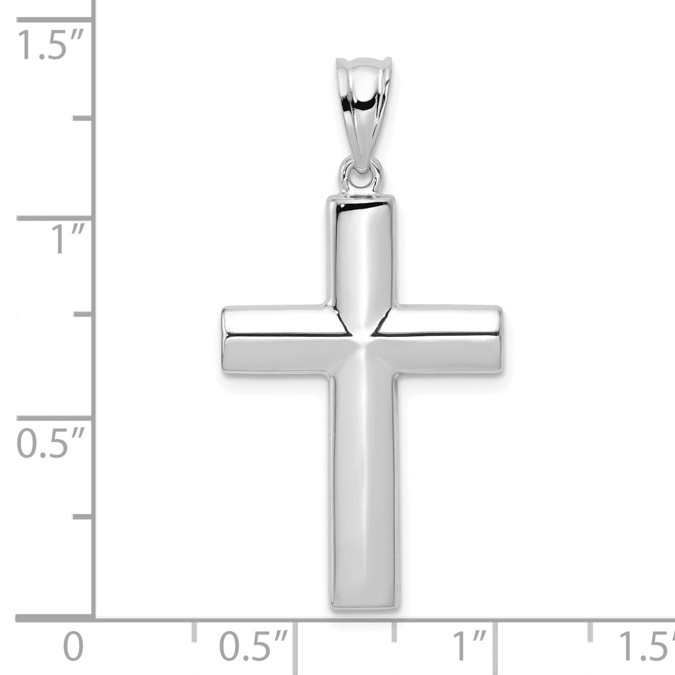 14K White Gold Reversible Latin Cross Pendant - dimensions