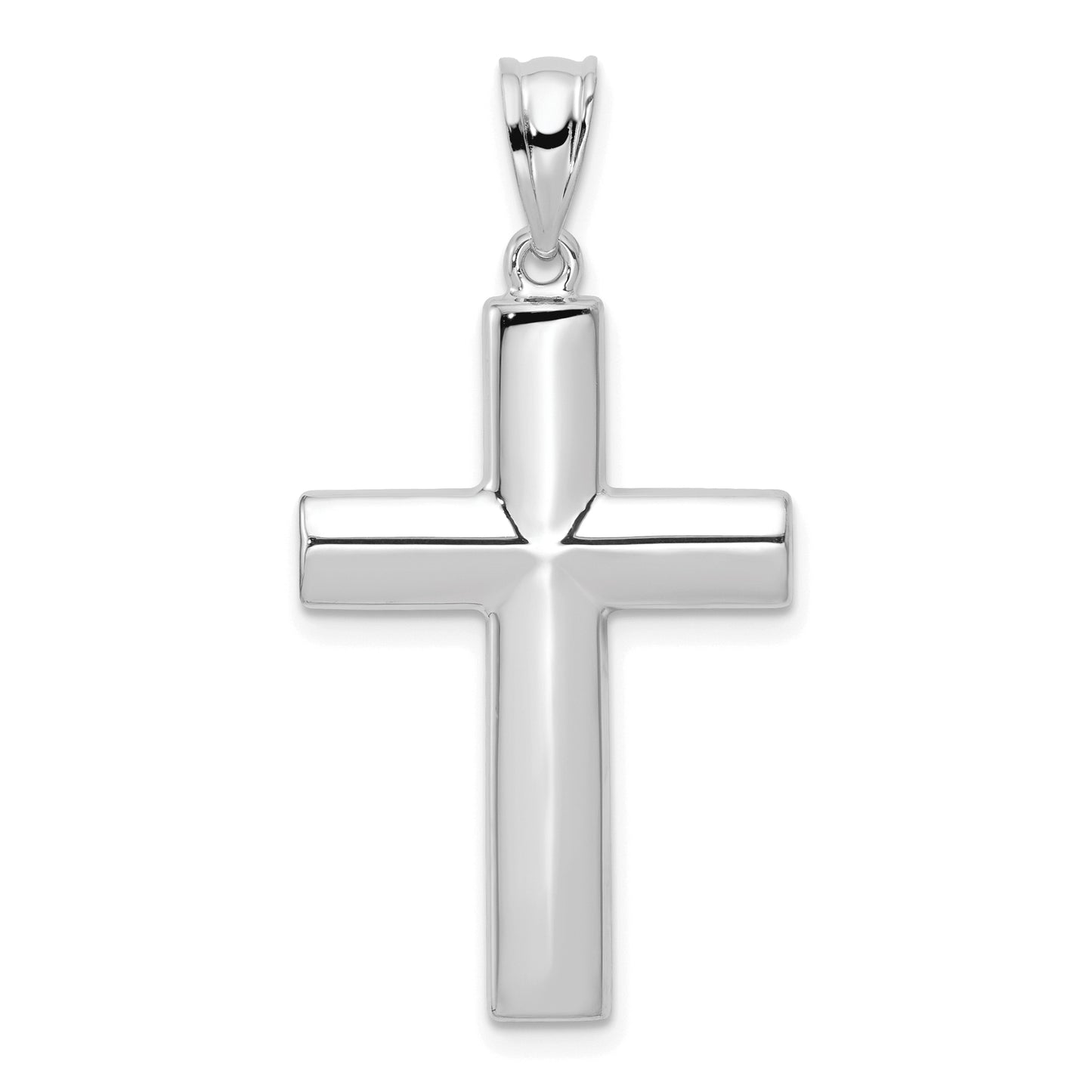 14K White Gold Reversible Latin Cross Pendant - front view
