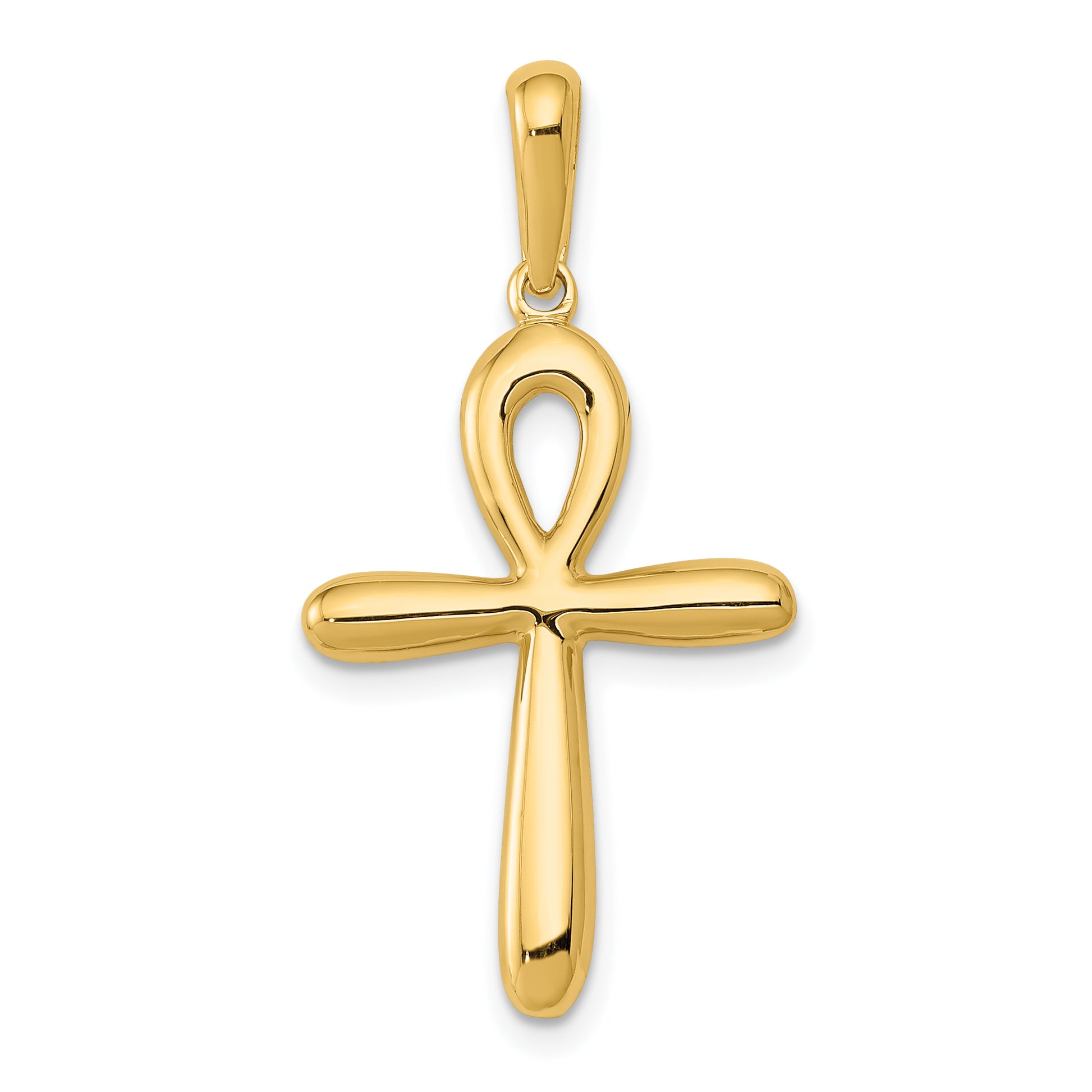 14K yellow gold polished ankh cross pendant - K2277