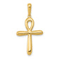 14K yellow gold polished ankh cross pendant - K2277