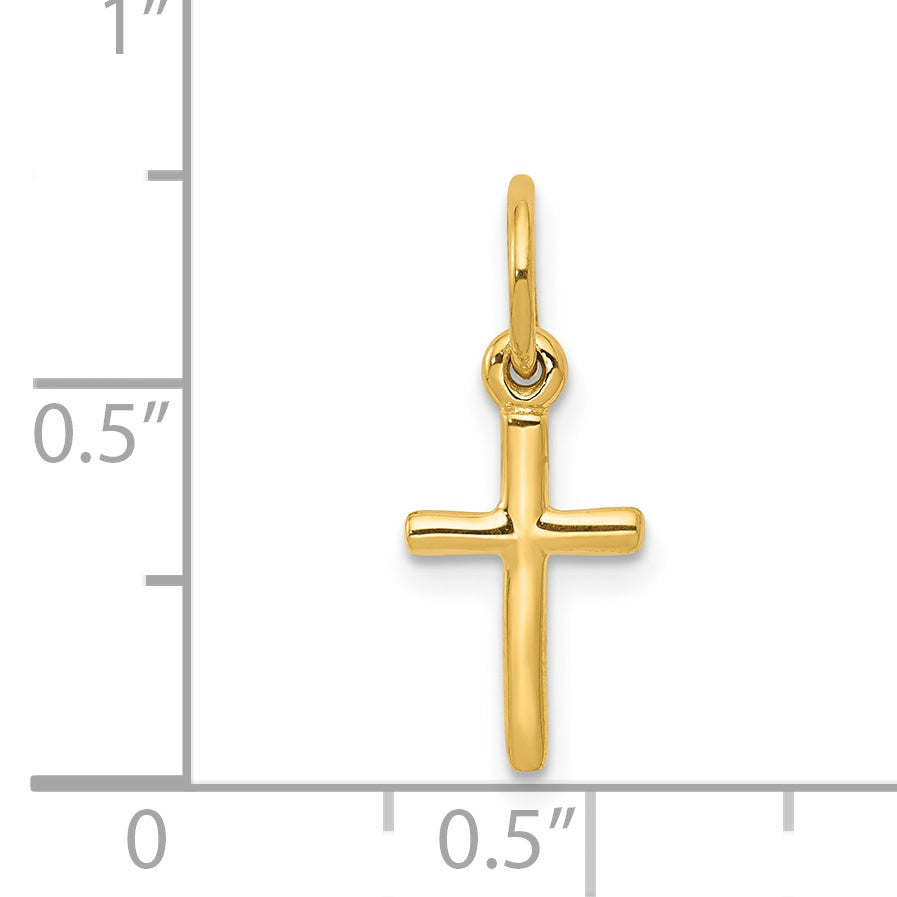 14K yellow gold small cross charm dimensions - K2280