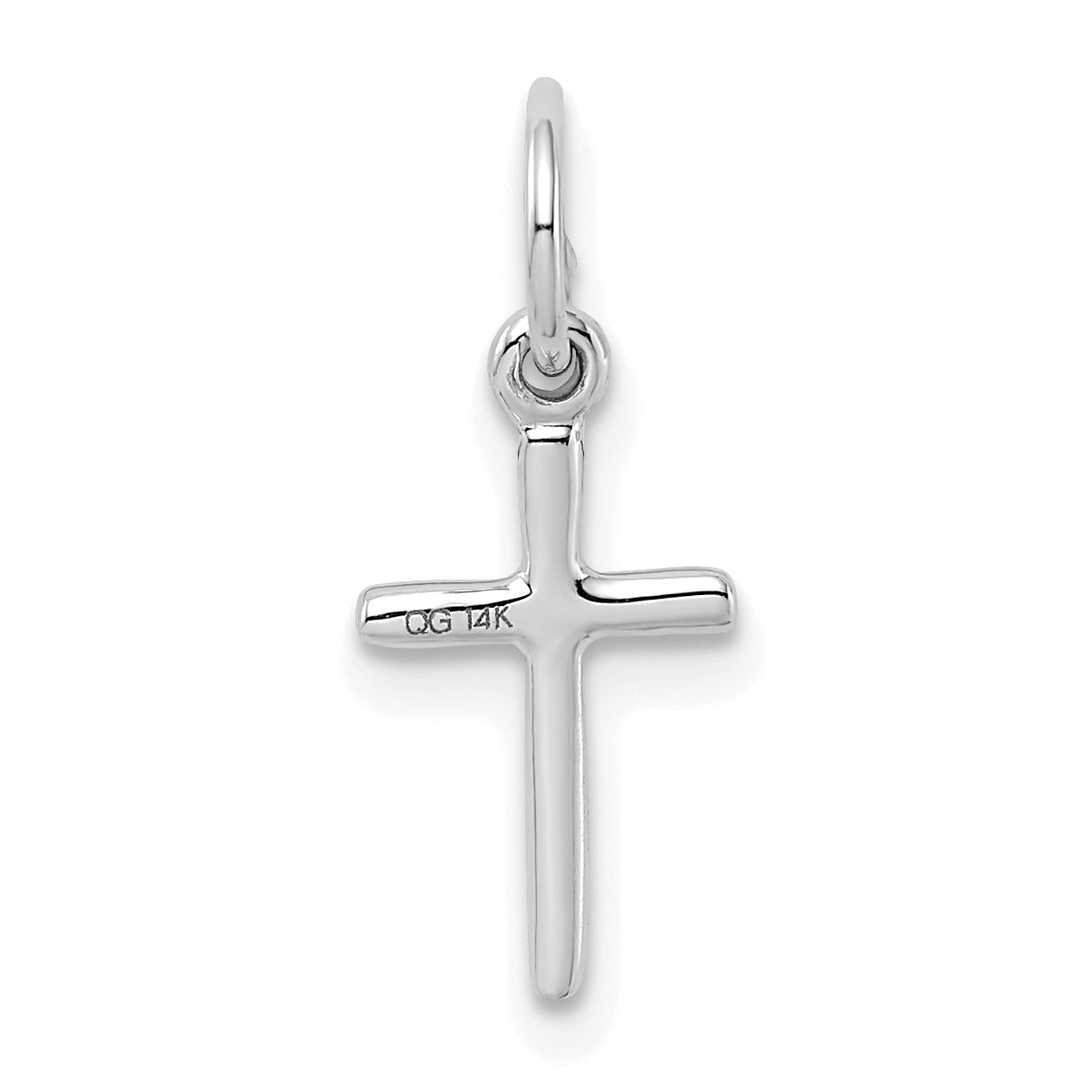 10K white gold small cross charm detail view - 10K2280W
