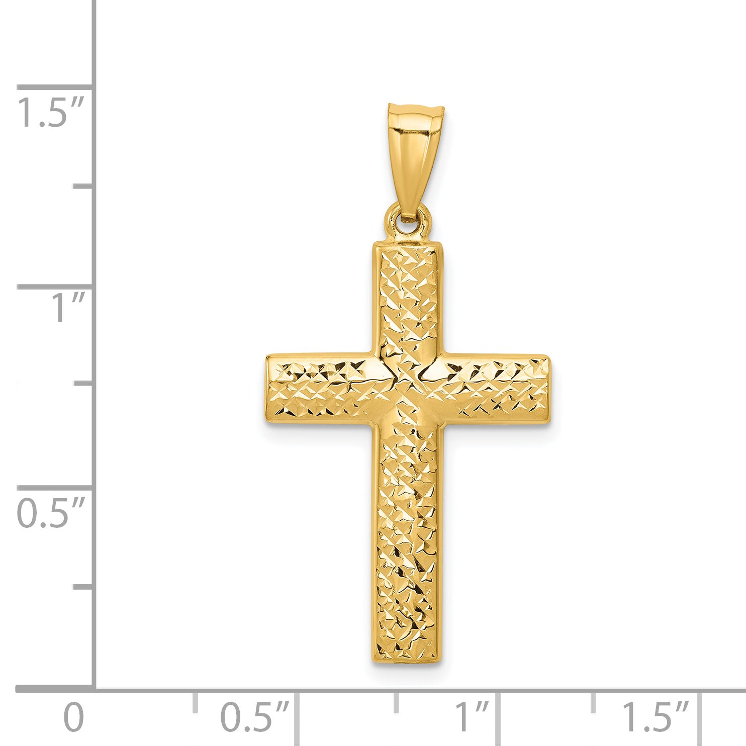 14K Gold Reversible Textured Cross Pendant - dimensions