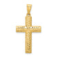 14K Gold Reversible Textured Cross Pendant - front view