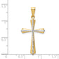 14K Gold and White Rhodium Cross Pendant dimension chart