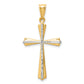14K Gold and White Rhodium Diamond-Cut Cross Pendant - main view
