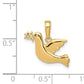 14K gold dove with olive branch pendant shown on model