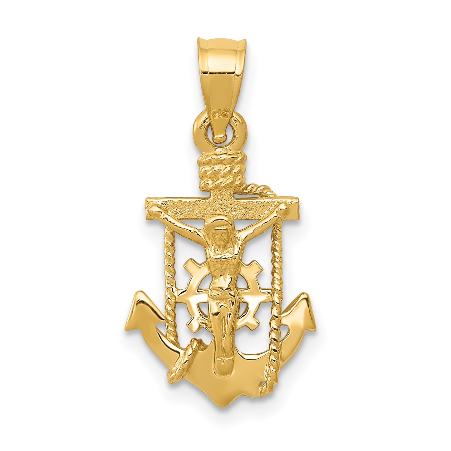 14K Yellow Gold Polished Mariner Crucifix Pendant - main view