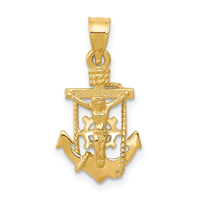 14K Yellow Gold Polished Mariner Crucifix Pendant - main view