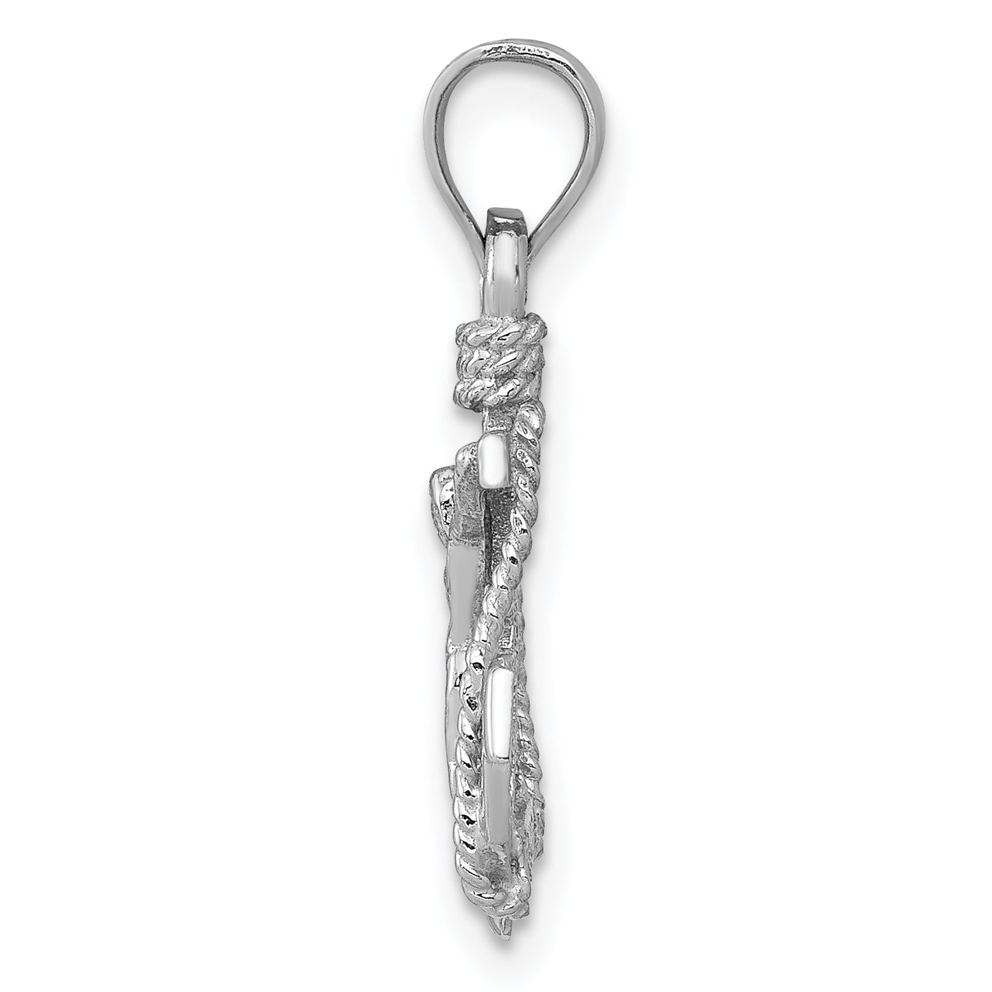 14K White Gold Mariner Crucifix Pendant - angle view